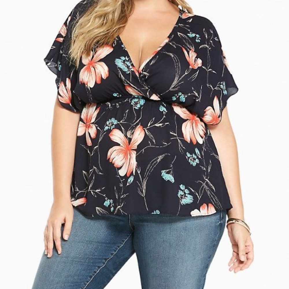 Torrid Floral Print Babydoll Top 3X